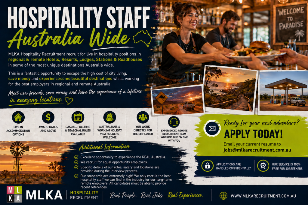 MLKA Live In Hospitality Staff Opportunities Australia-Wide