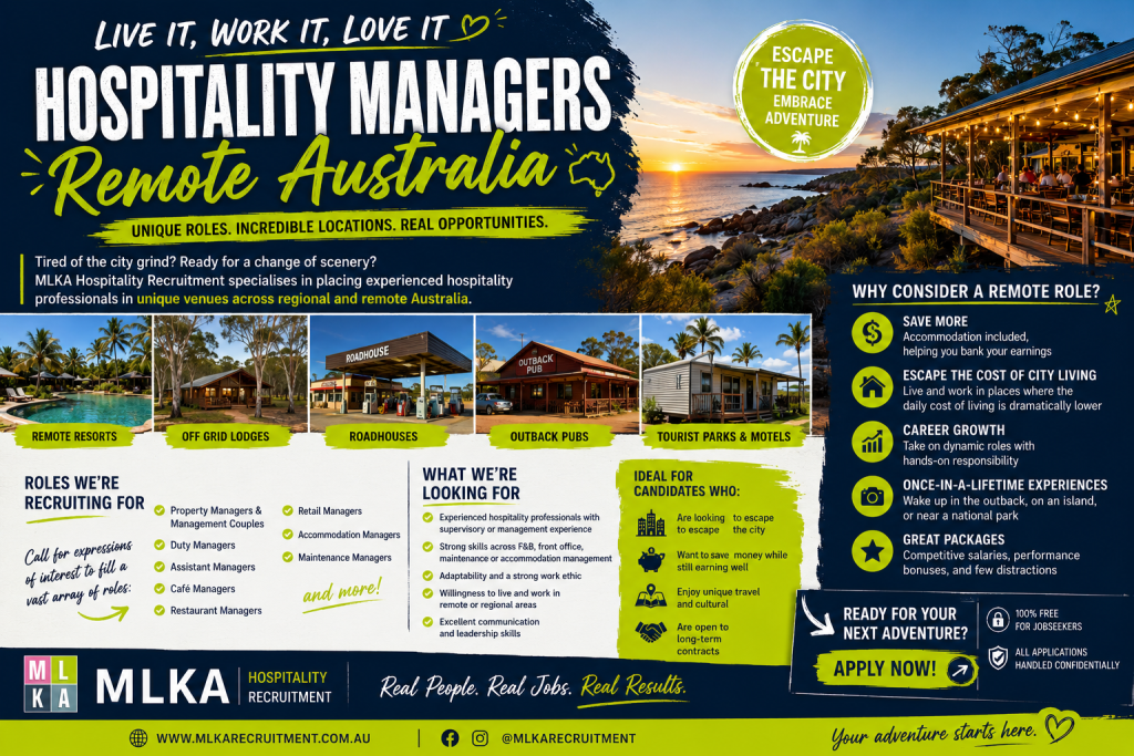 MLKA Live In Hospitality Management Opportunities Across Remote Australia